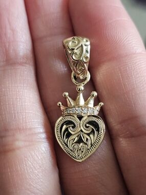14k Gold Heart Crown Pendant Necklace Charm